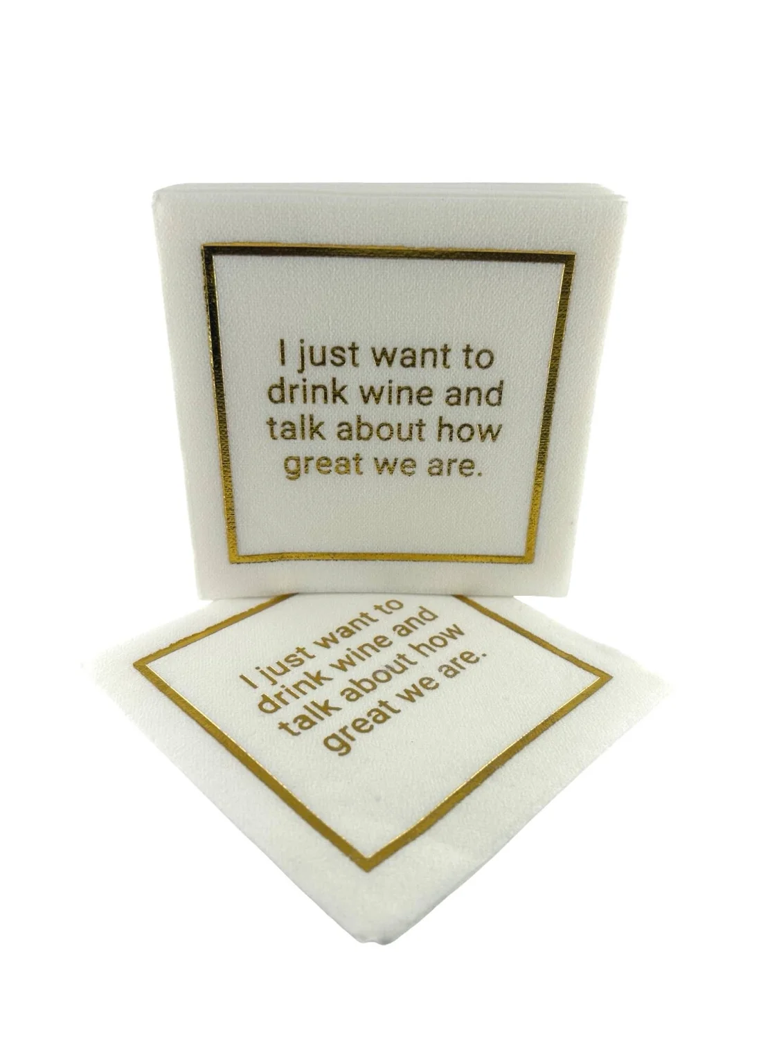 Linen-Feel Cocktail Napkins, Want to Drink Wine - 7