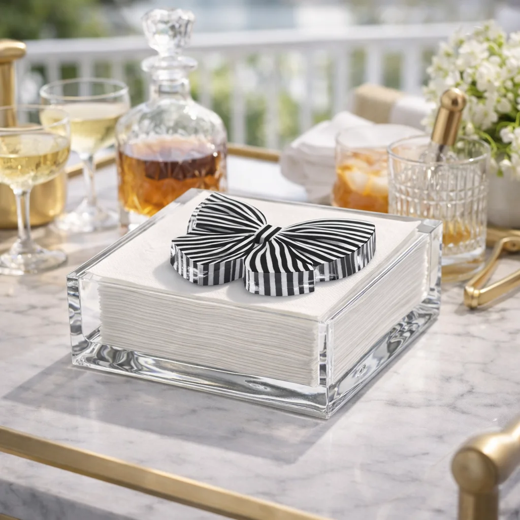 Acrylic Napkin Weight, Black Bow - 2