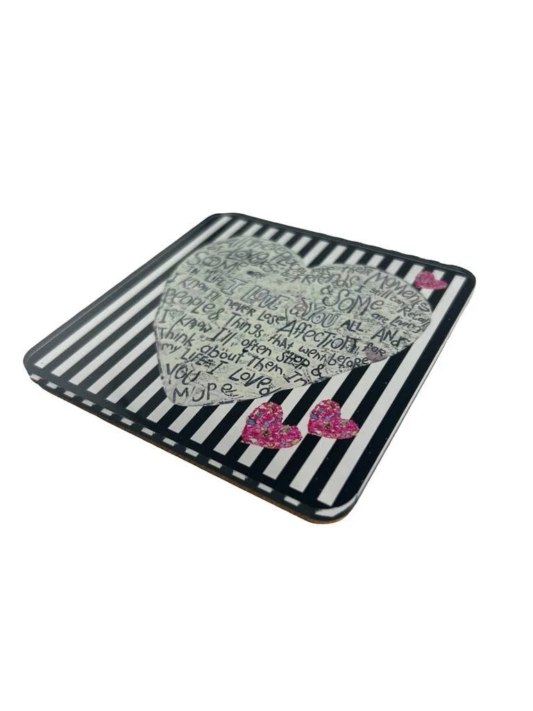 Acrylic Love Coaster, Stripe Heart - 7