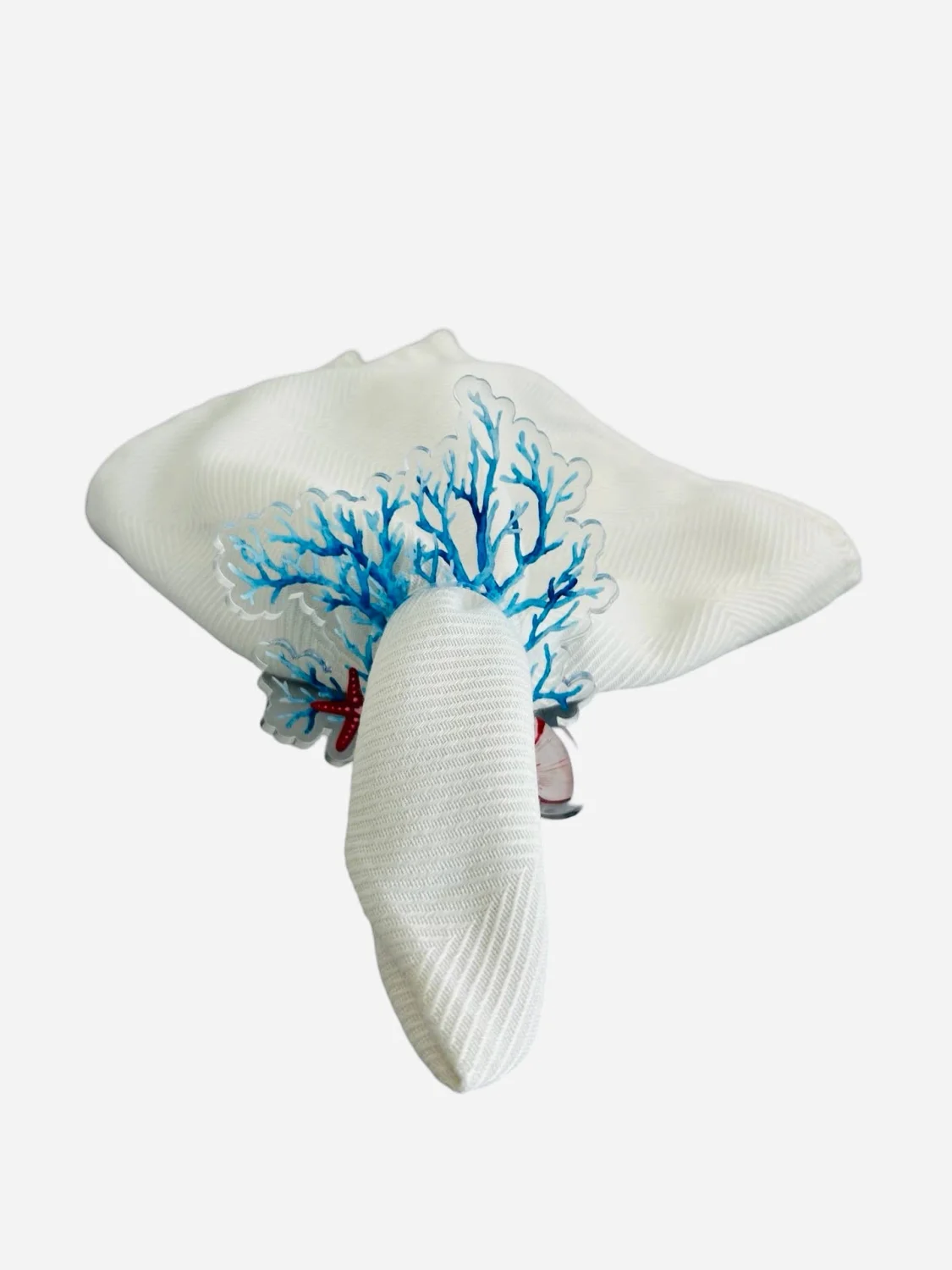 Acrylic Napkin Ring, Blue Coral Set of 4 - 2