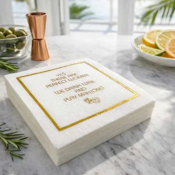 Linen-Feel Cocktail Napkins, Perfect Women Mahj