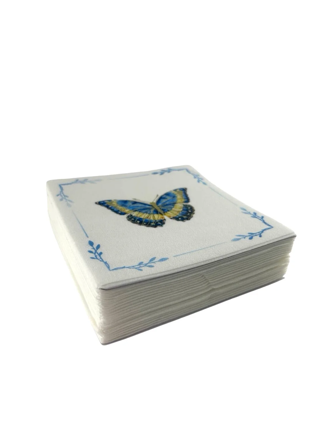Linen-Feel Cocktail Napkins, Blue Butterfly - 5