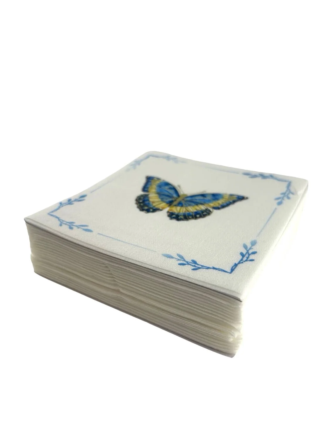 Linen-Feel Cocktail Napkins, Blue Butterfly - 2