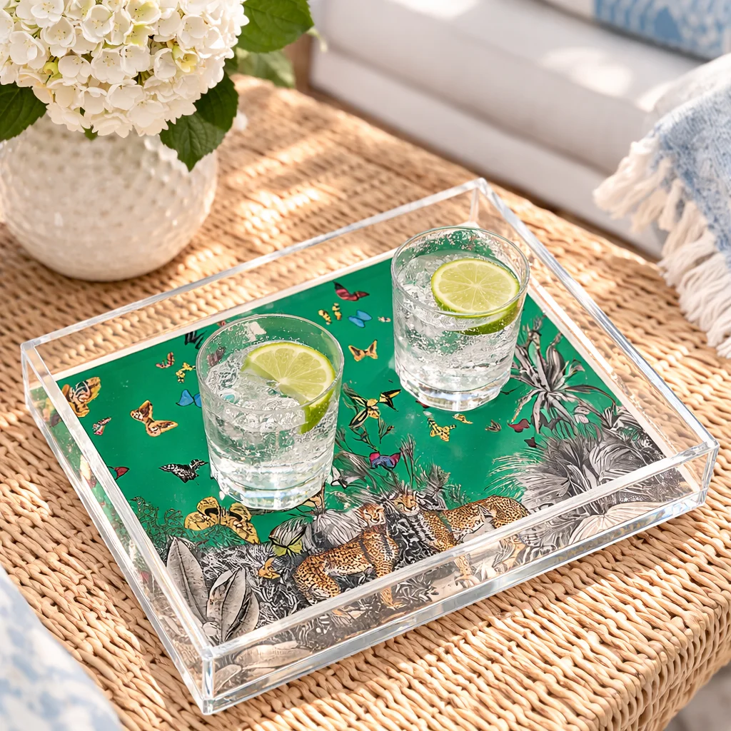 Acrylic Display Tray, Green Jungle Print