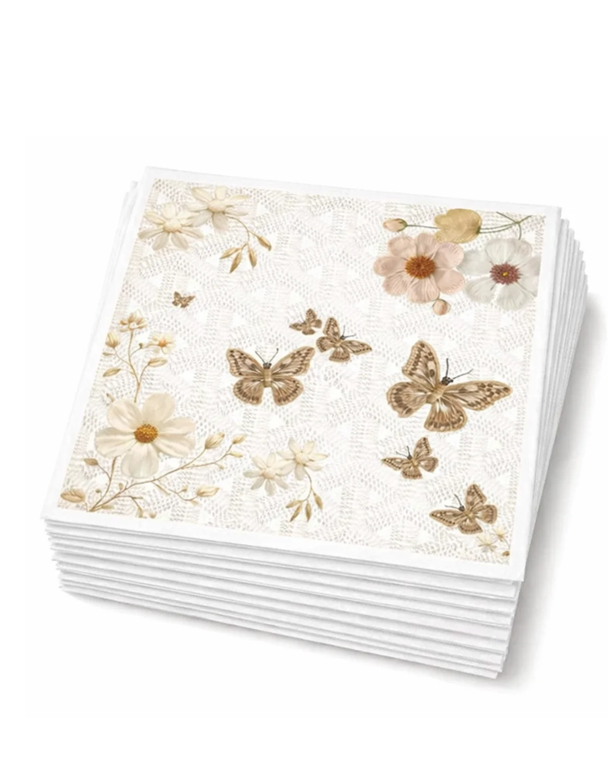 Linen-Feel Lunch Napkins, Fleur - 2