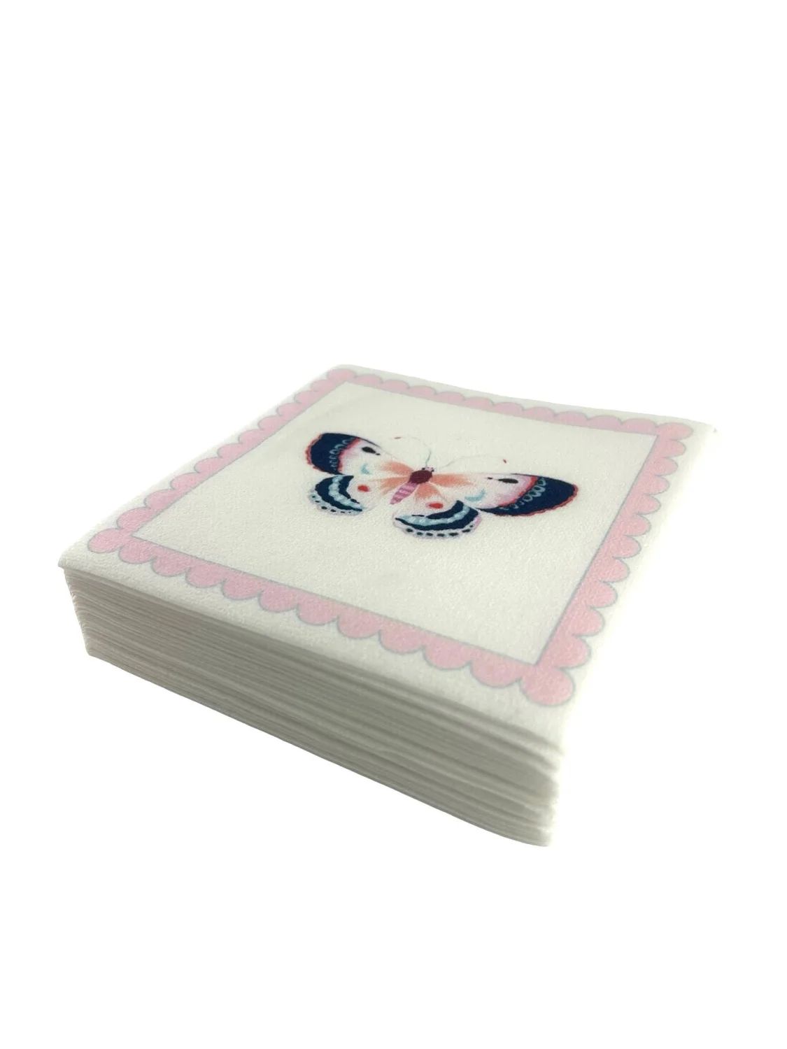 Linen-Feel Cocktail Napkins, Pink Butterfly - 9