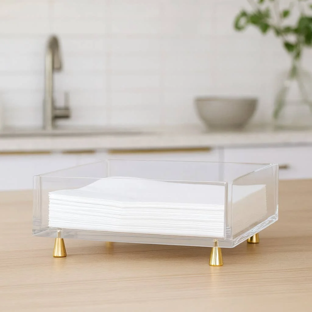 Footed Napkin Holder, Gold - Lunch/Dinner - 2