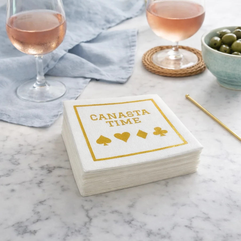 Linen-Feel Cocktail Napkins, Canasta Time