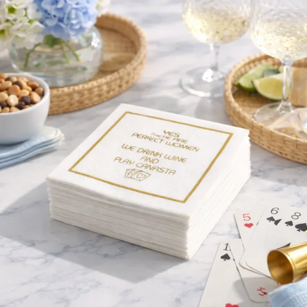 Linen-Feel Cocktail Napkins, Perfect Women Canasta