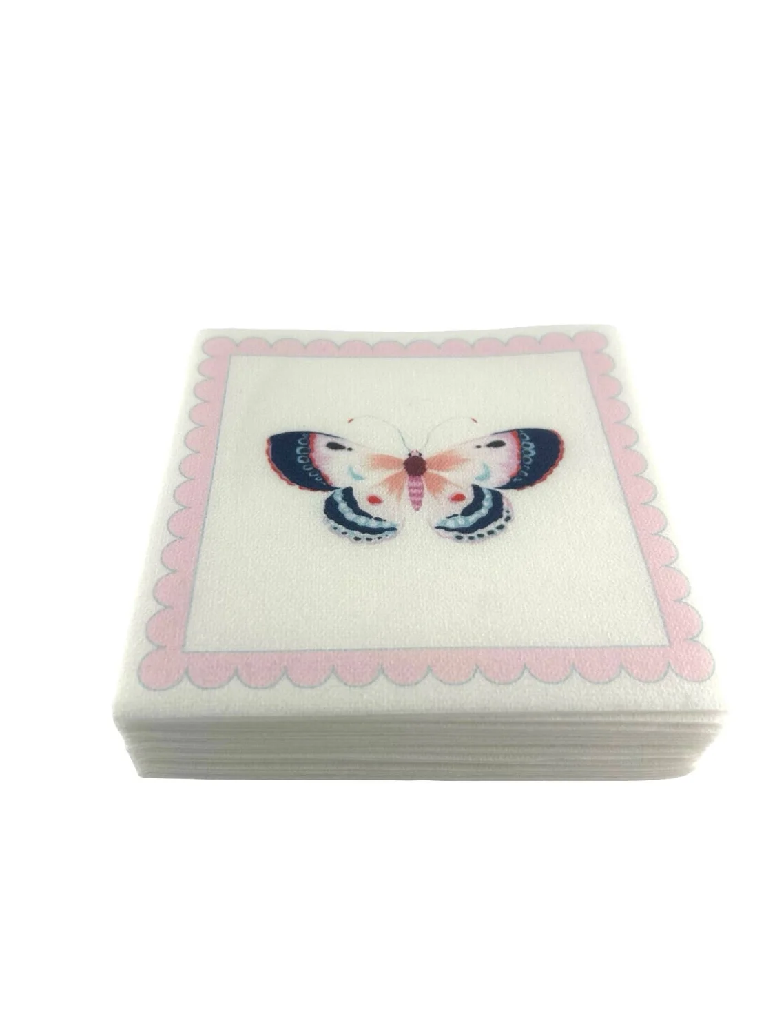 Linen-Feel Cocktail Napkins, Pink Butterfly - 5