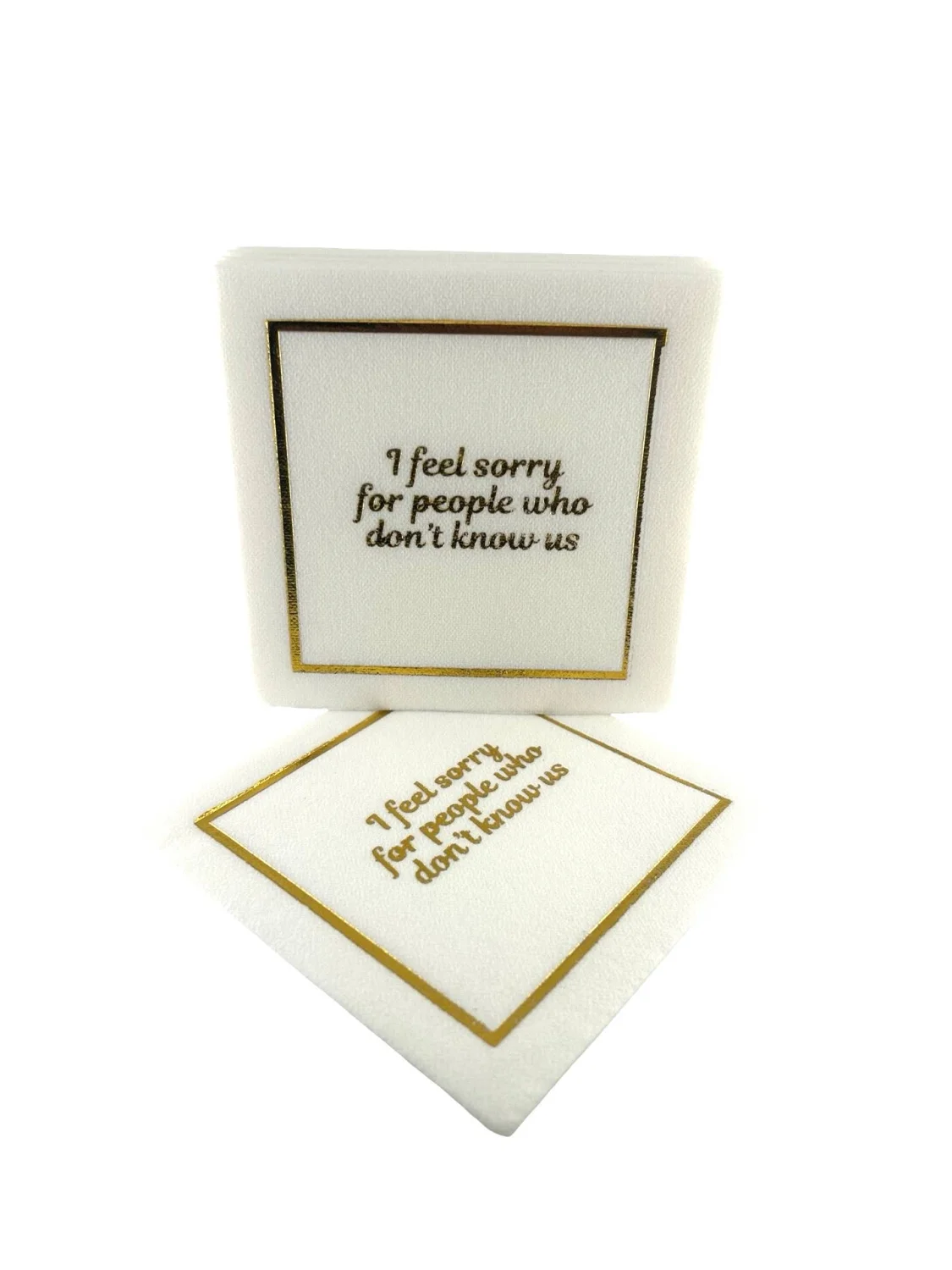 Linen-Feel Cocktail Napkins, Feel Sorry - 6