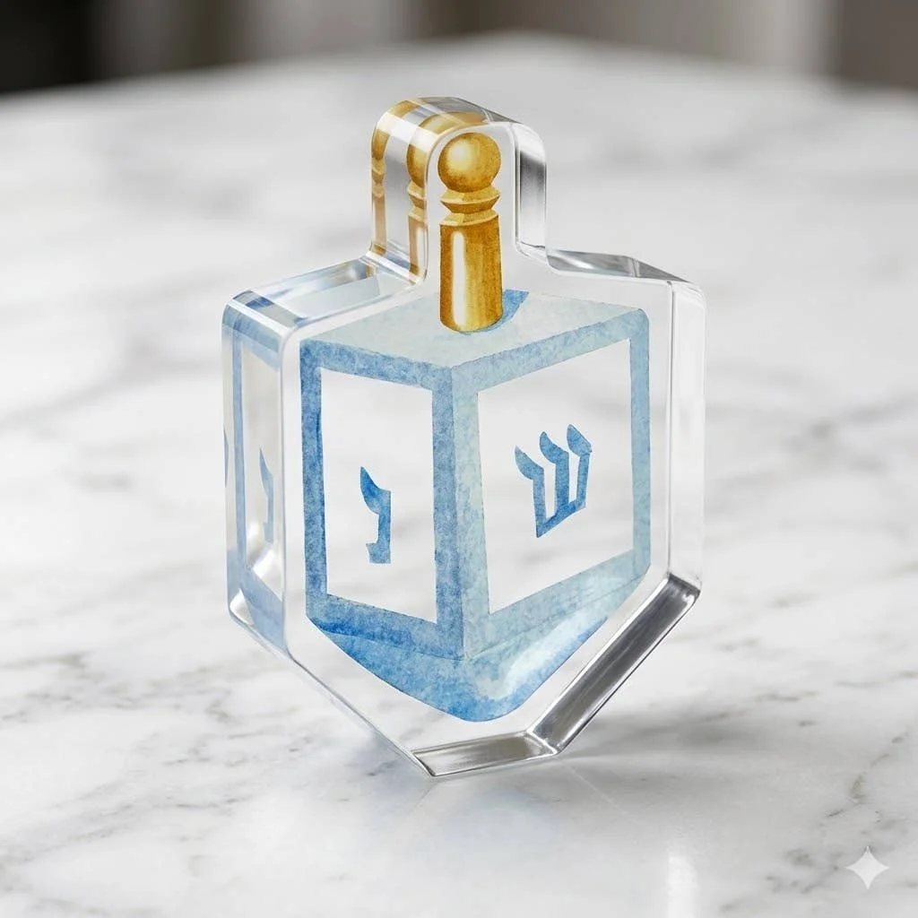 Acrylic Napkin Weight, Dreidel - 3
