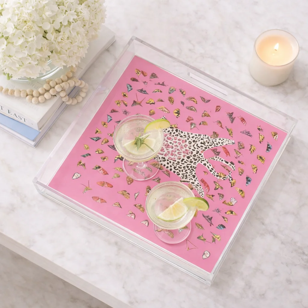 Acrylic Display Tray, White Tiger Print