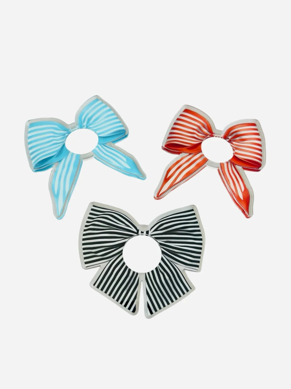 Acrylic Napkin Ring, Blue Bow Set of 4 - 5