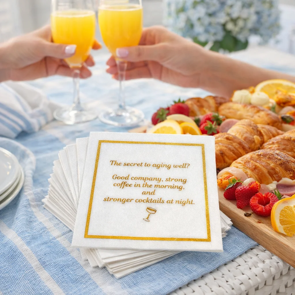 Linen-Feel Cocktail Napkins, Secret to Aging - 3