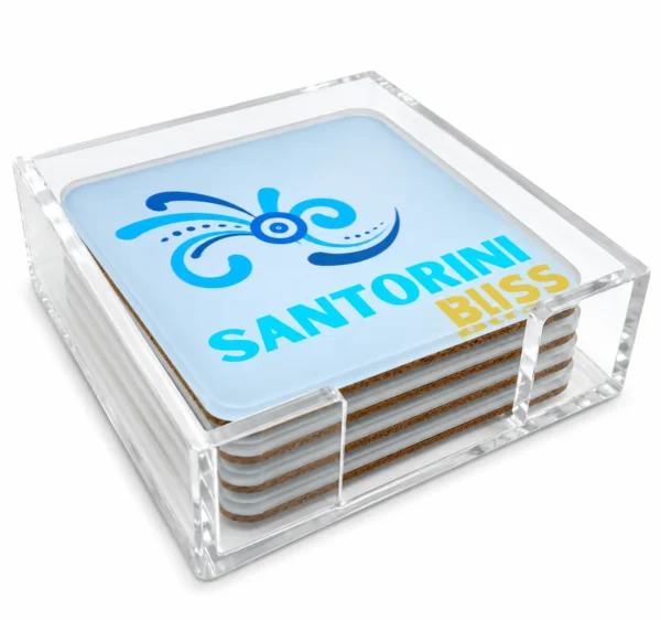 Acrylic Coaster, Santorini