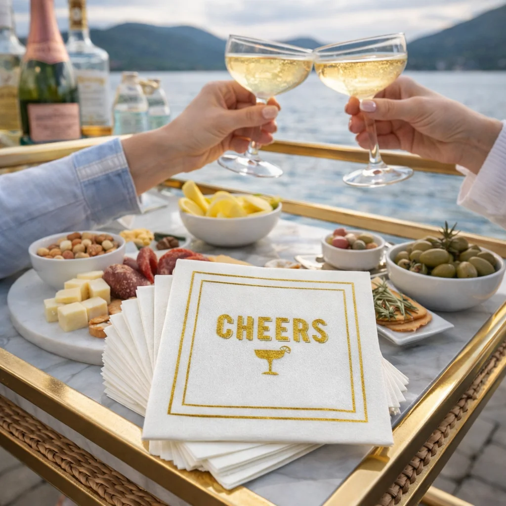 Linen-Feel Cocktail Napkins, Cheers - 2