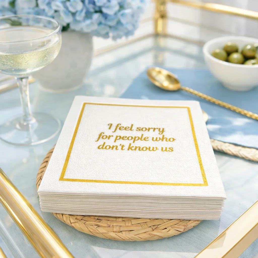Linen-Feel Cocktail Napkins, Feel Sorry