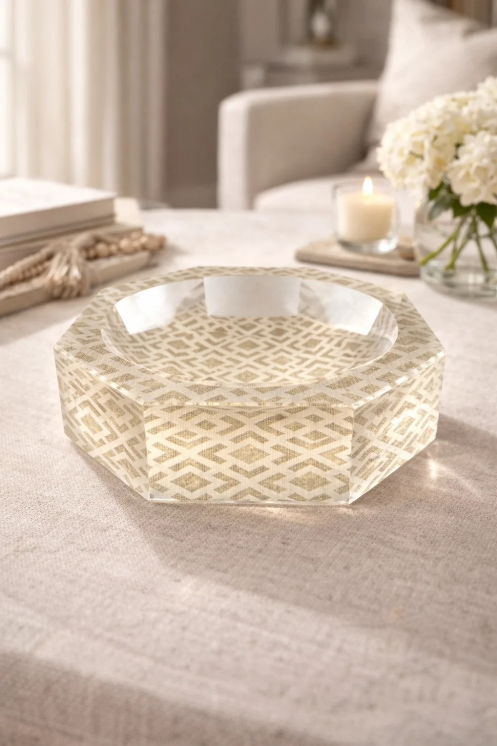 Octagon Acrylic Bowl, Woven - 3