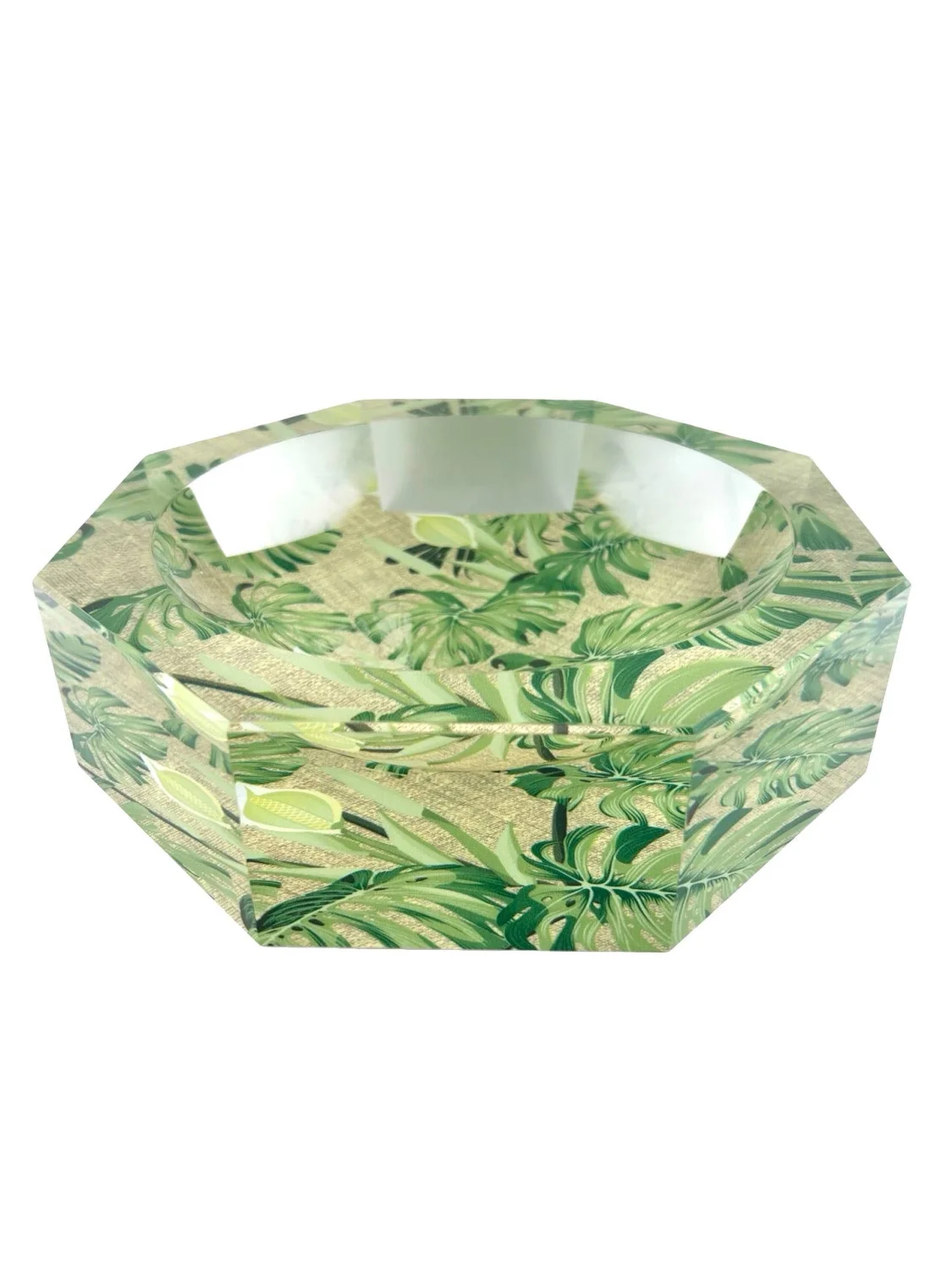 Octagon Acrylic Bowl, Palm Patch - 3