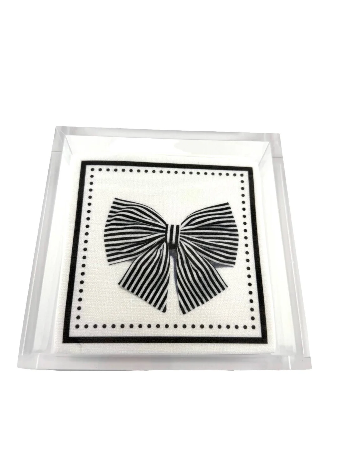 Linen-Feel Cocktail Napkins, Black Bow - 13