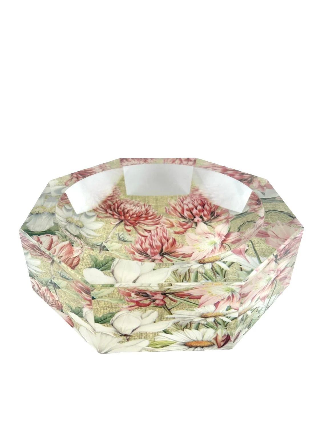 Octagon Acrylic Bowl, Florals - 4