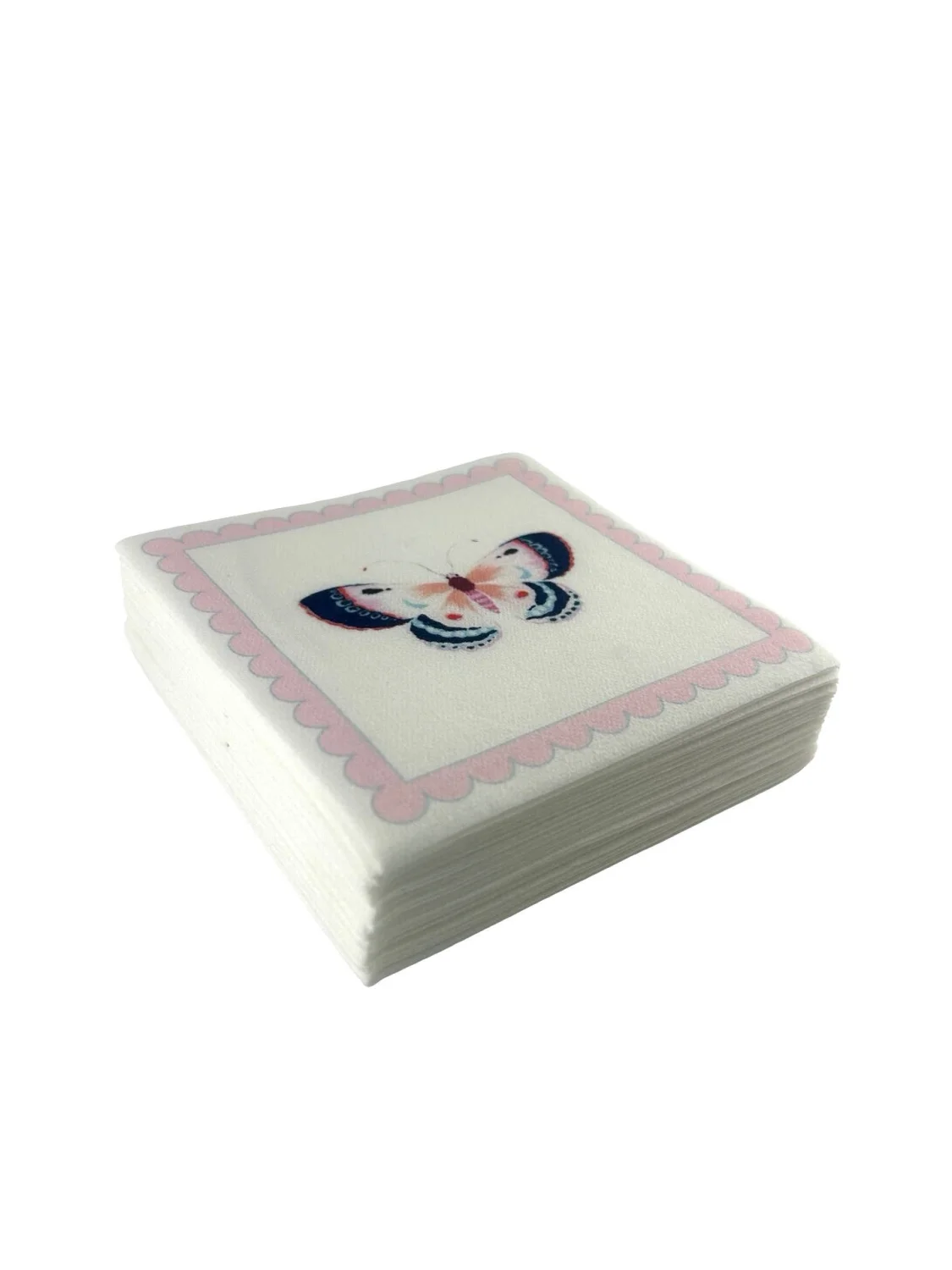 Linen-Feel Cocktail Napkins, Pink Butterfly - 7