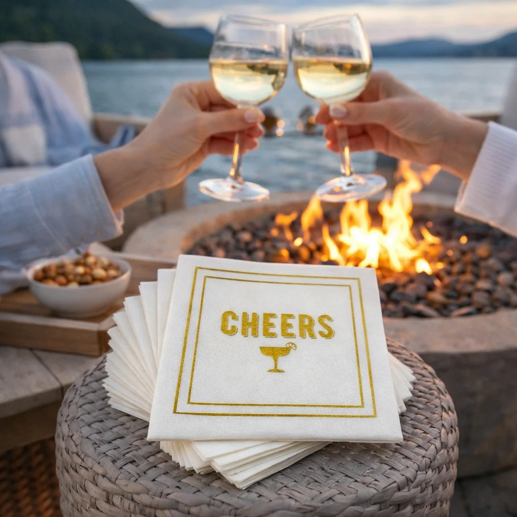 Linen-Feel Cocktail Napkins, Cheers - 5