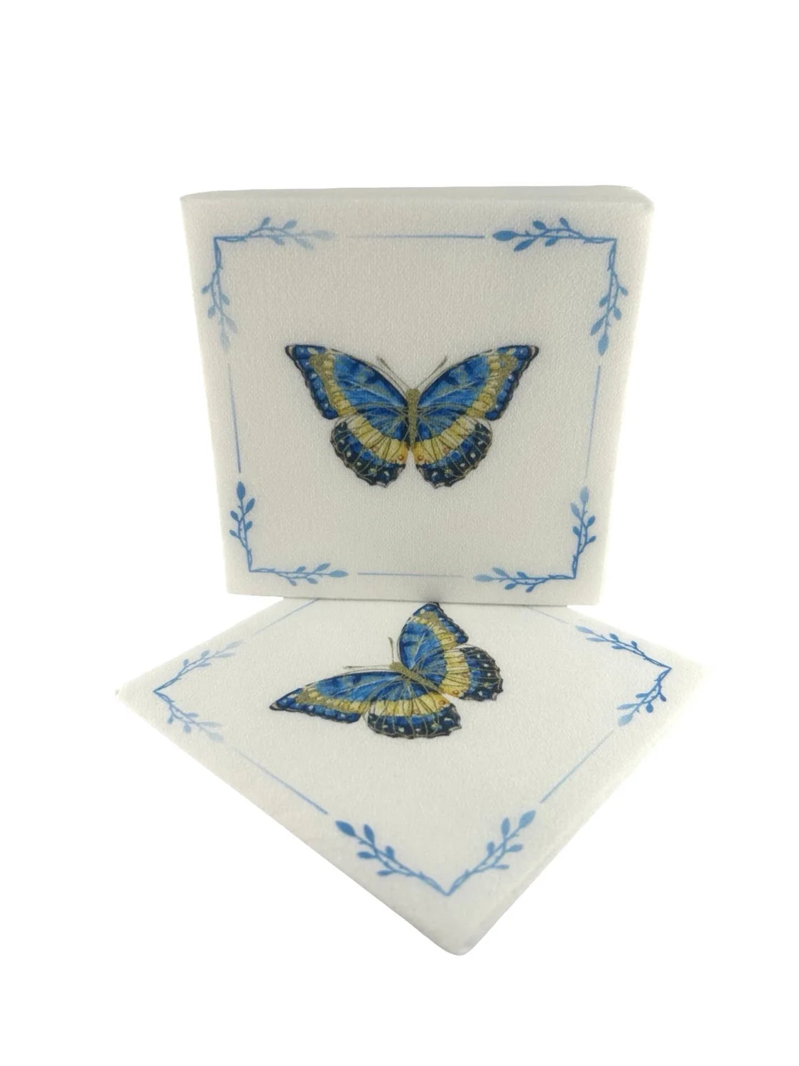 Linen-Feel Cocktail Napkins, Blue Butterfly - 6