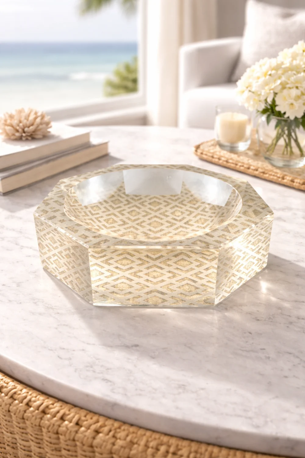 Octagon Acrylic Bowl, Woven - 4