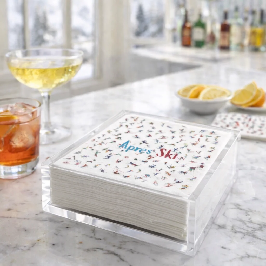 Linen-Feel Cocktail Napkins, Apres Ski - 3