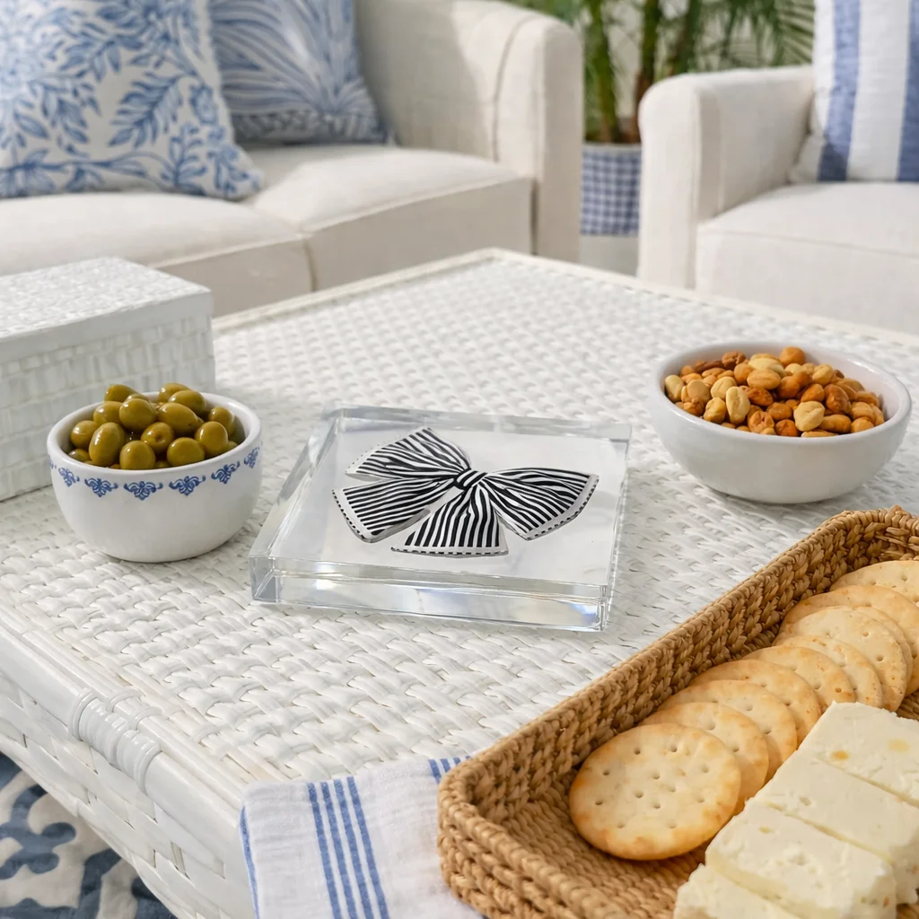 Acrylic Napkin Weight, Black Bow - 5