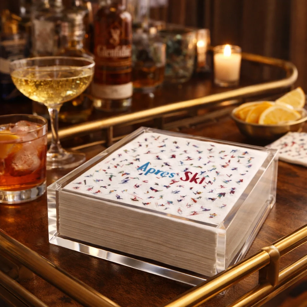 Linen-Feel Cocktail Napkins, Apres Ski - 5