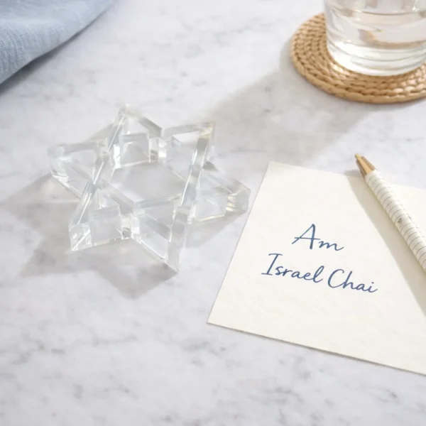 Acrylic Napkin Weight, Clear Star of David