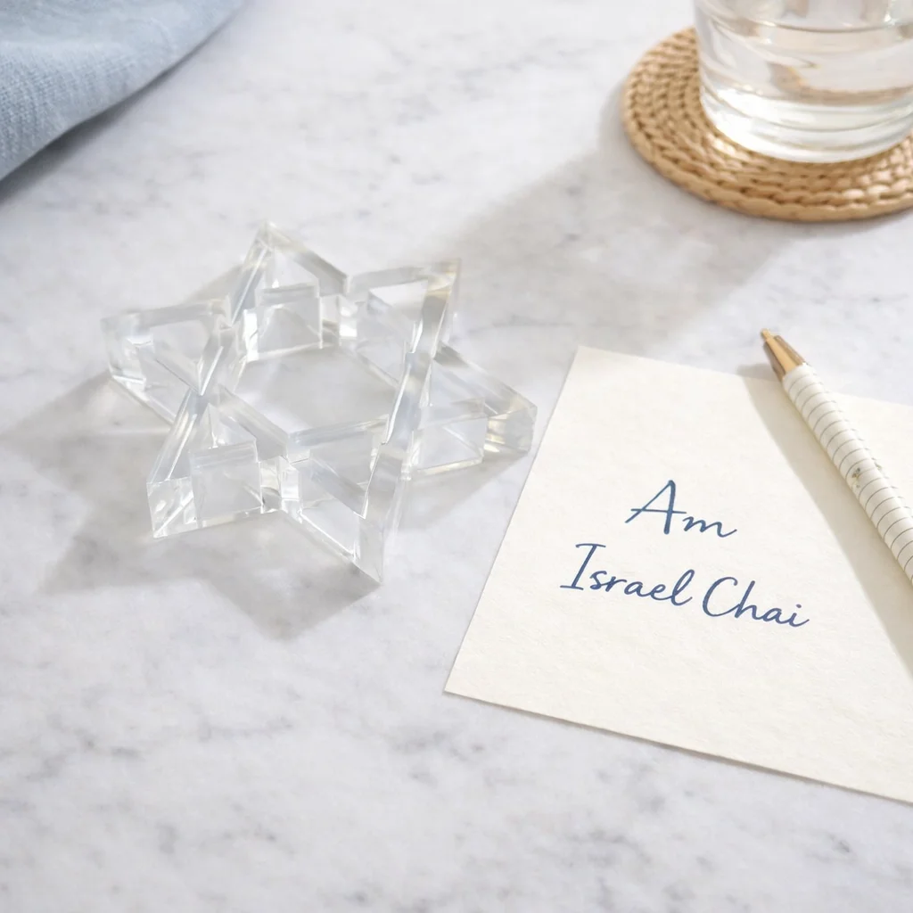 Acrylic Napkin Weight, Clear Star of David