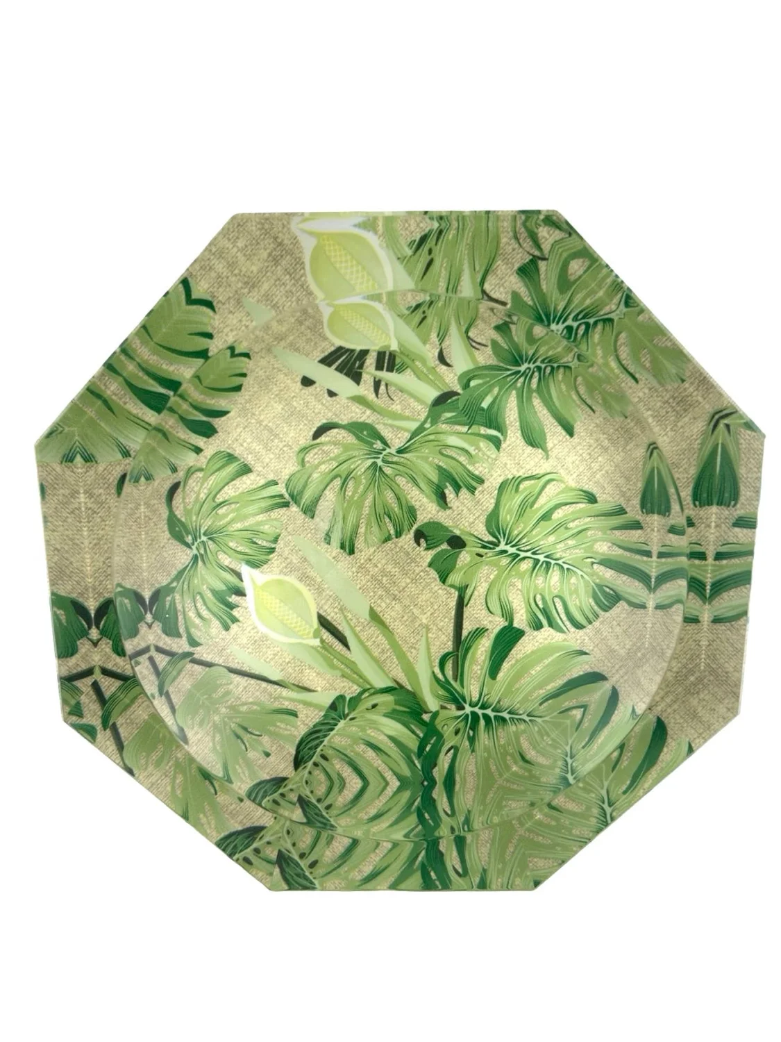 Octagon Acrylic Bowl, Palm Patch - 2