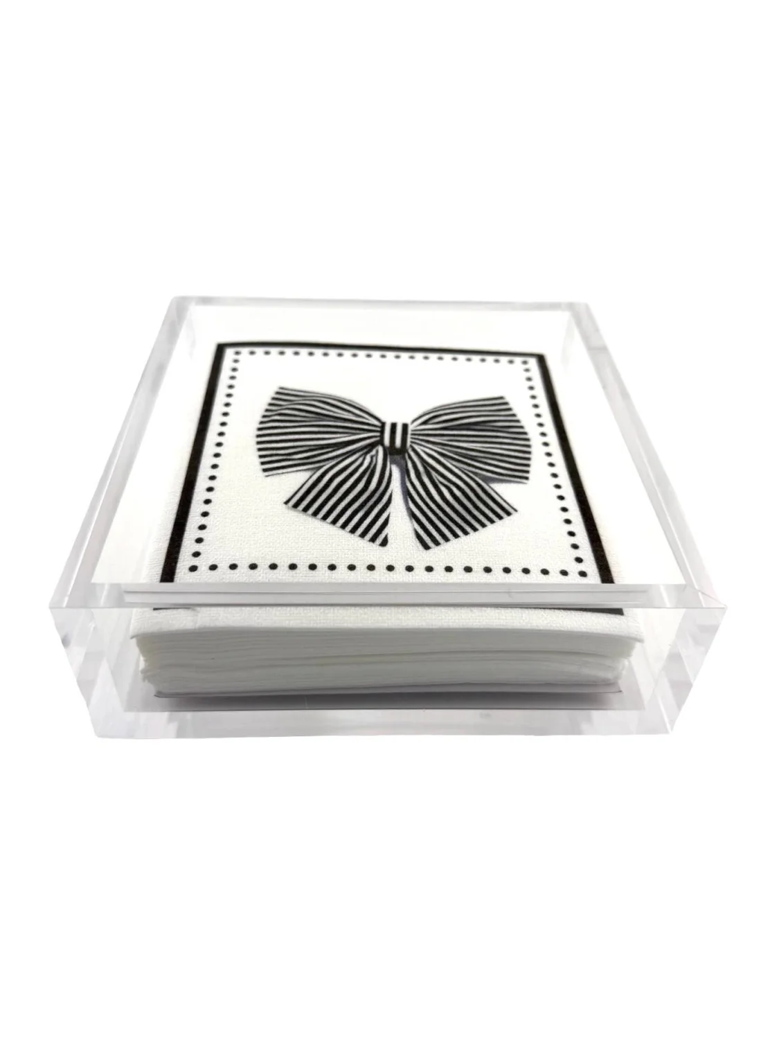 Linen-Feel Cocktail Napkins, Black Bow - 12