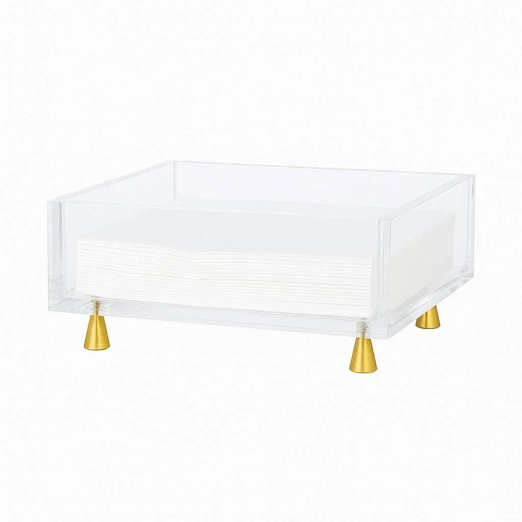 Footed Napkin Holder, Gold - Lunch/Dinner