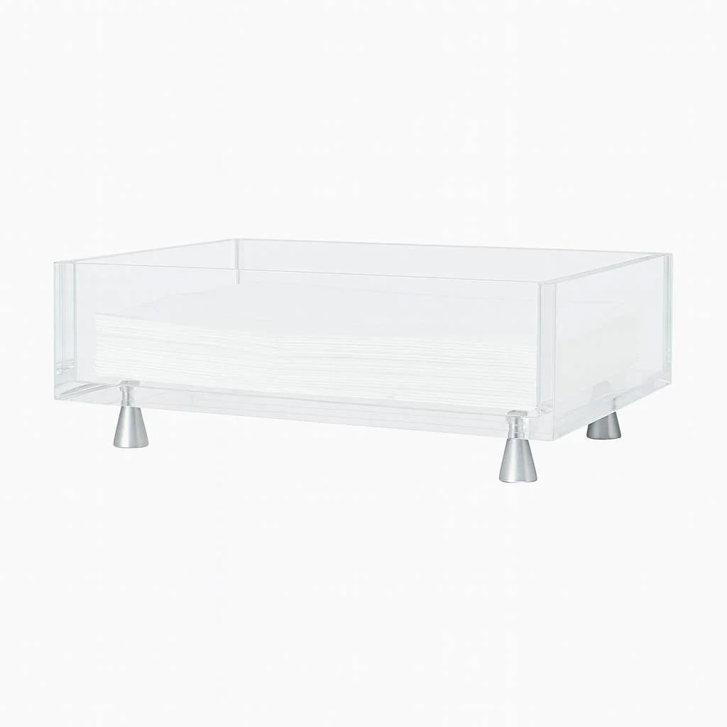 Footed Guest Towel Holder, Silver