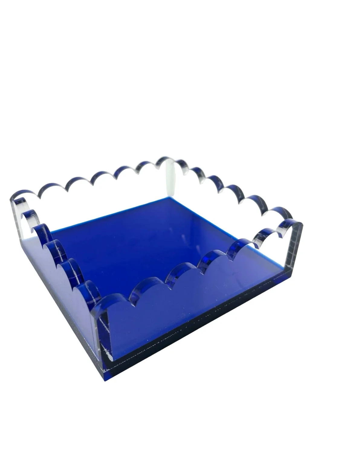 Cocktail Napkin Holder, Scalloped/Indigo - 3