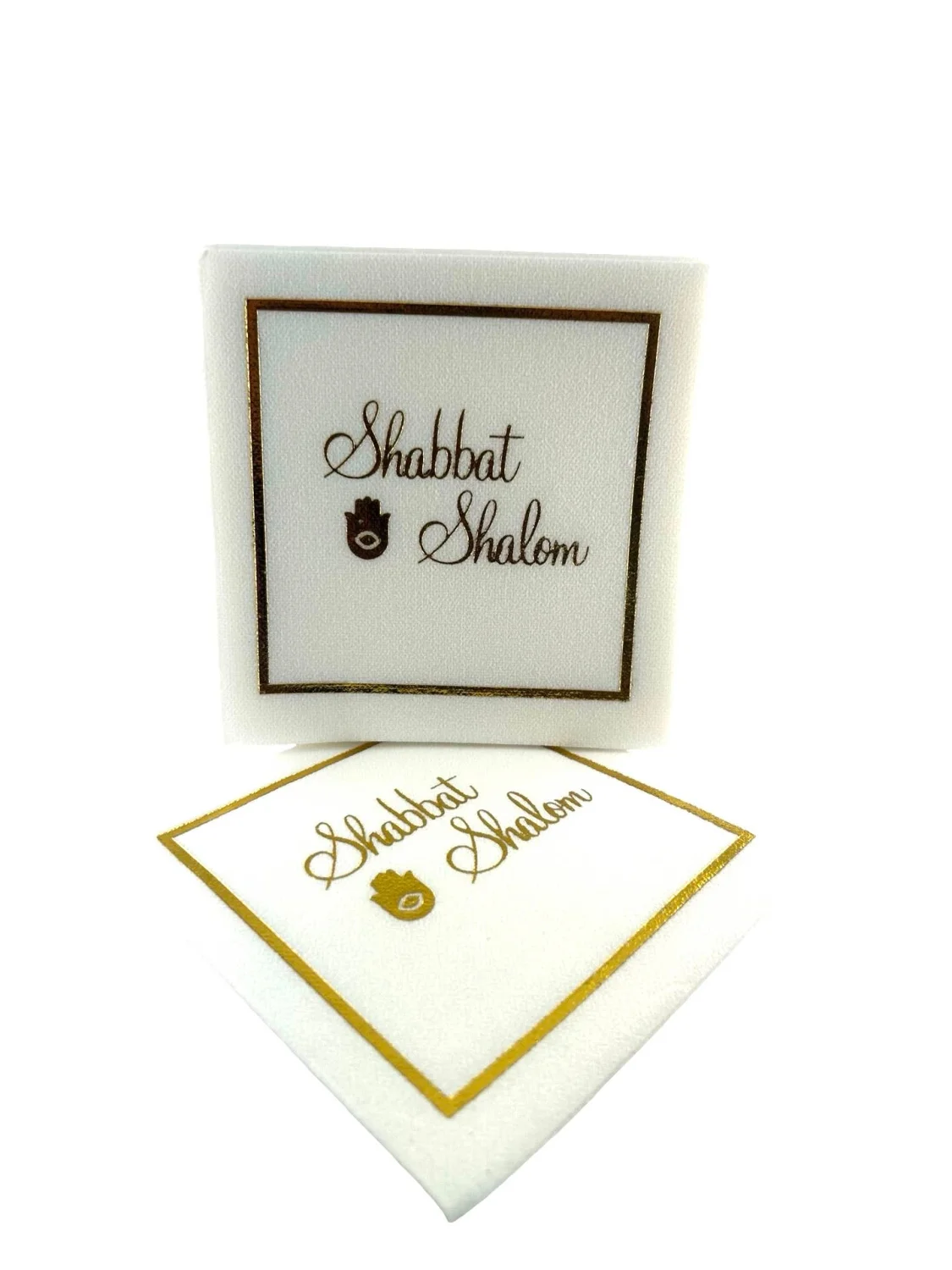Linen-Feel Cocktail Napkins, Shabbat Shalom - 5