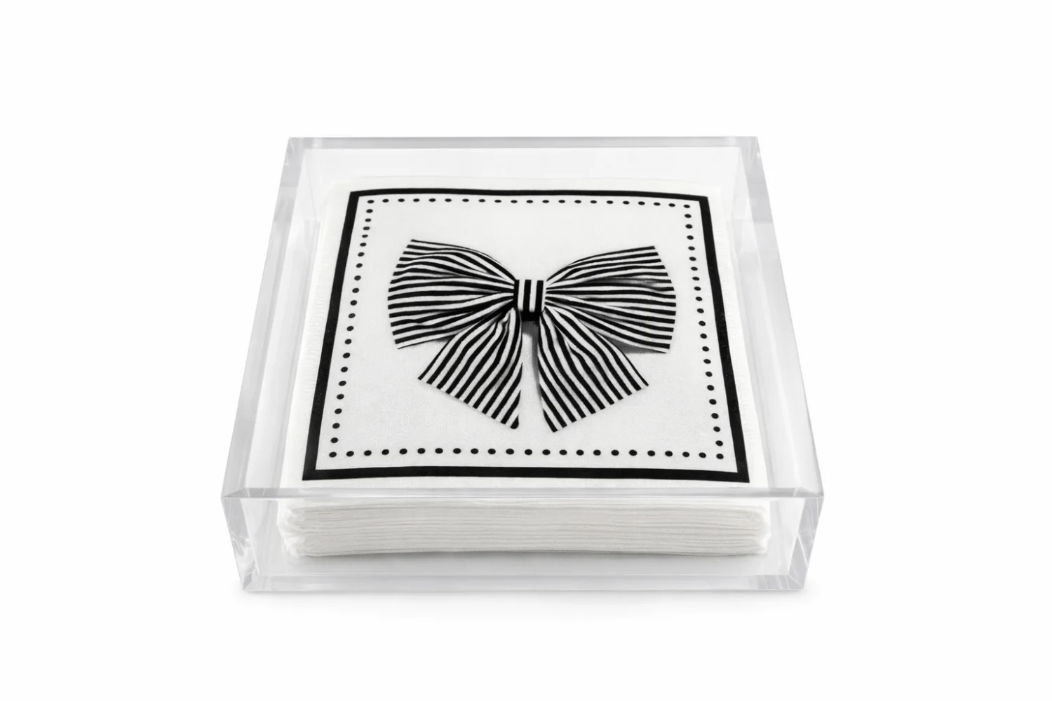Linen-Feel Cocktail Napkins, Black Bow - 4