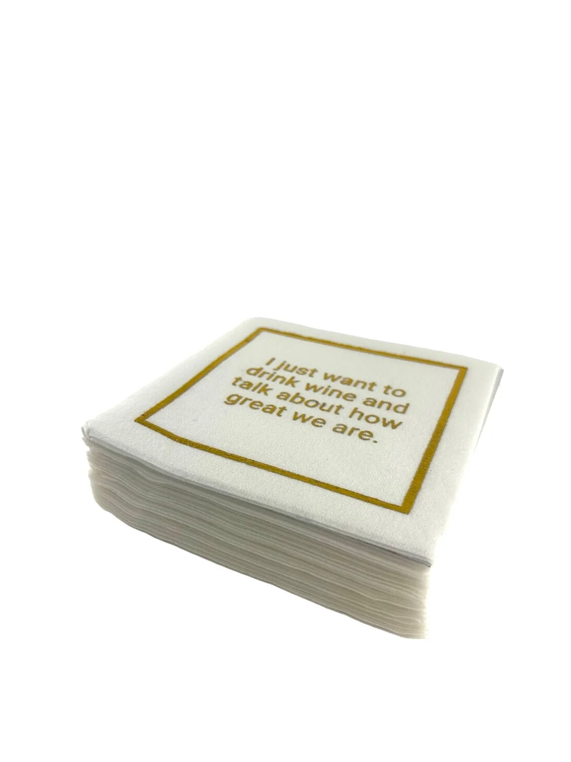 Linen-Feel Cocktail Napkins, Want to Drink Wine - 5